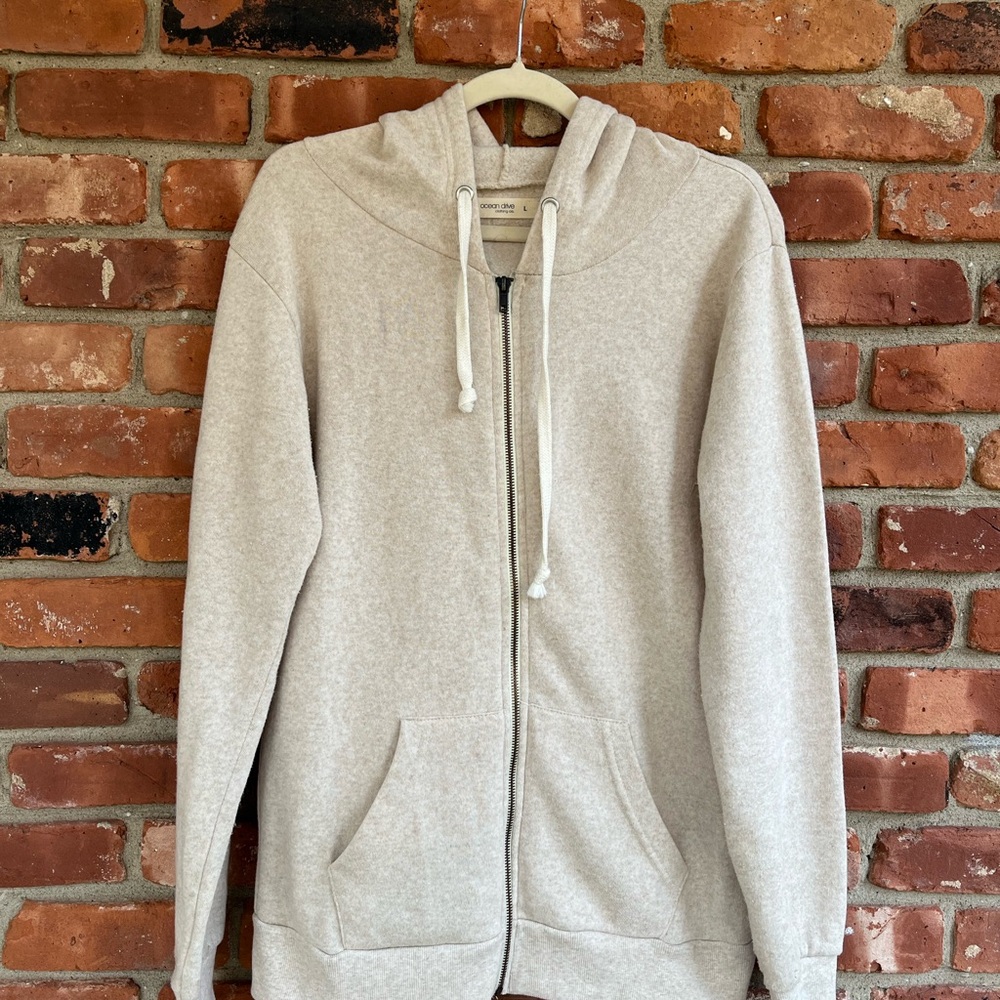 Ocean Drive Beige Zip-Up Hoodie
